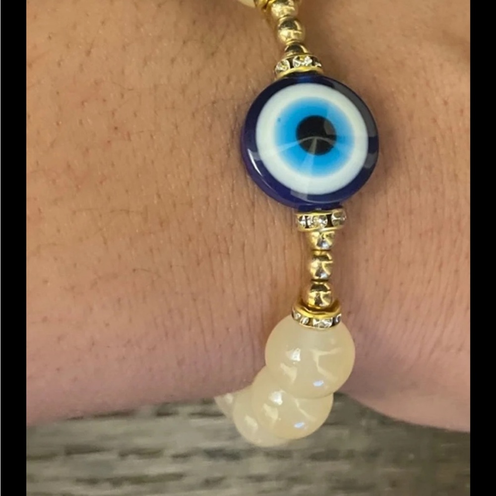 Evil Eye Gold and Cream Bracelet